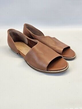 Seychelles Flats Brown Pebble Leather Passport Womens Open Toe 8 Business Casual